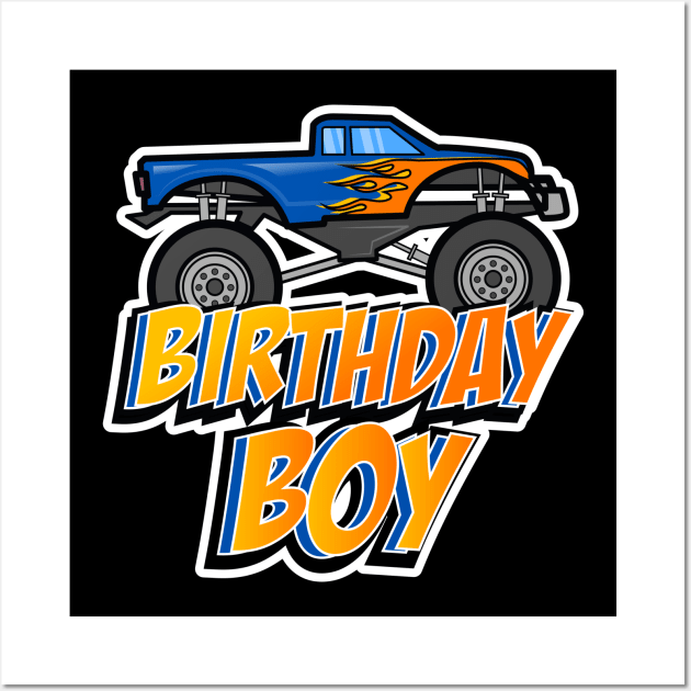 Birthday Boy Monster Truck Wall Art by LetsBeginDesigns